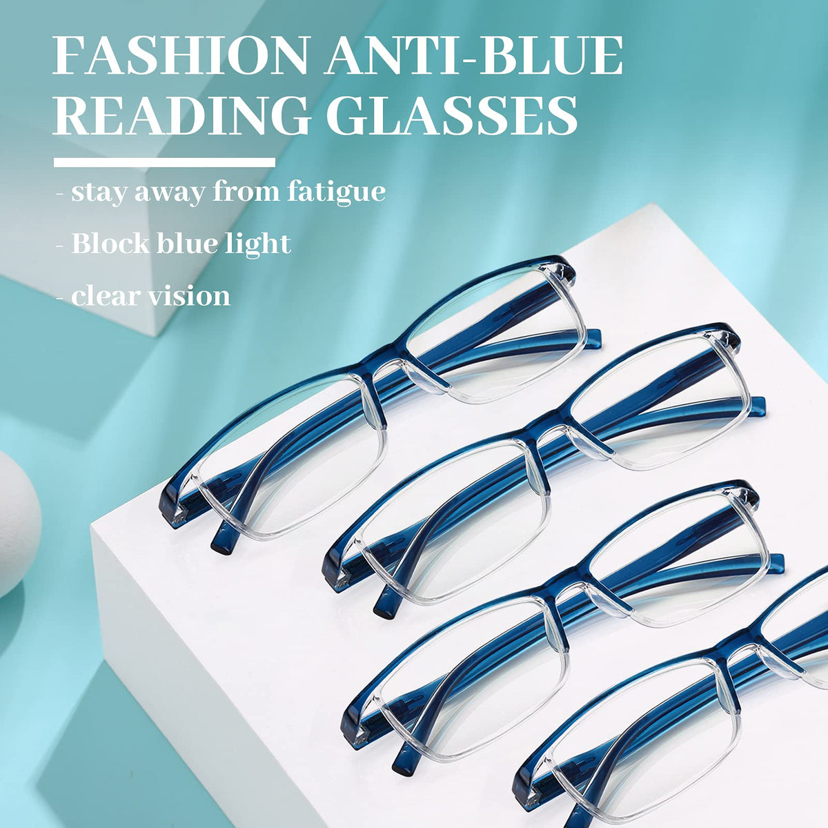 LUFF 4Pcs Anti-Blue-ray Reading Glasses Portable Ultra-Light Readers