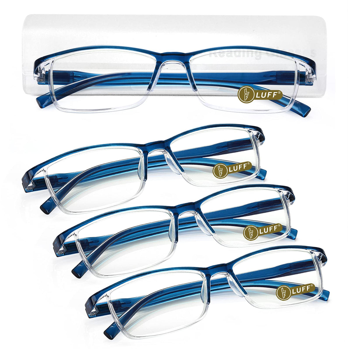 LUFF 4Pcs Anti-Blue-ray Reading Glasses Portable Ultra-Light Readers